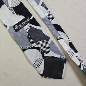 Carlo‎ Palazzi Extra Long Silk Tie Vintage 1980s Abstract Black White Gray 62"